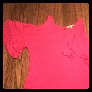 Pink cold shoulder shirt